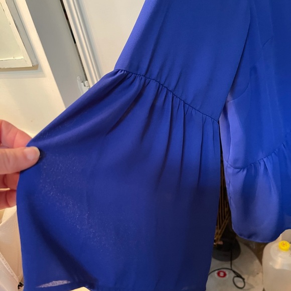 Dressy JCREW blouse. Bell sleeves. Cobalt blue - Picture 3 of 4